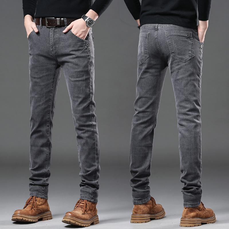 Streetwear Brand Jeans - Nuovi jeans slim coreani grigio puro