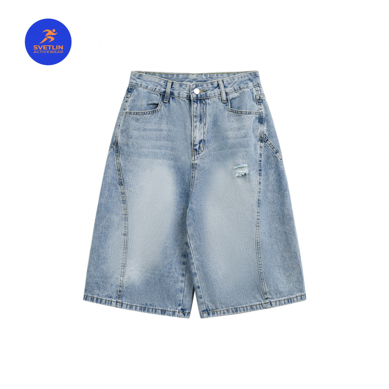 Streetwear Brand Jeans - MAQVOB Pantaloncini in Jeans di Lusso